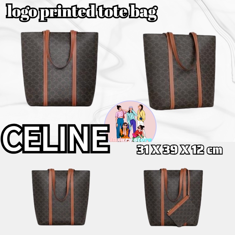 เซลิน  CELINE   กระเป๋าถือพิมพ์ลายโลโก้พิพิธภัณฑ์ CELINE/กระเป๋าผู้ชาย/กระเป๋าถือ/ทูอินวัน/รับประกัน