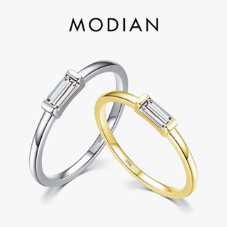 Modian แหวนเงินแท้ 925 ทรงสี่เหลี่ยมผืนผ้า เรียบง่าย เครื่องประดับแฟชั่น สําหรับผู้หญิง