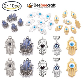 Beebeecraft จี้อัลลอย รูปดวงตาปีศาจ สีทอง สําหรับทําเครื่องประดับ สร้อยคอ สร้อยข้อมือ 2-10 ชิ้น