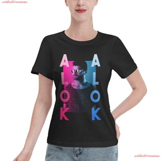 แฟชั่นที่กำหนดเอง เสื้อผ้าผู้ญิง DJ Disc Jockey ดีเจ ดนตรี Alok Tee Shirts Womens Basic Short Sleeve T-Shirt เสื้อยืดผ้