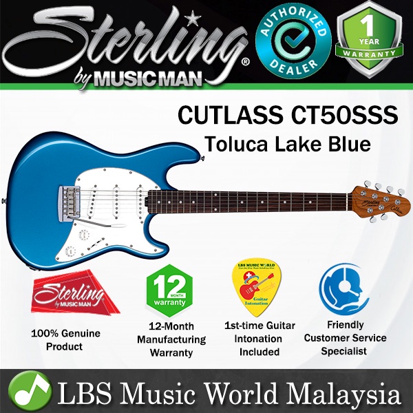 Sterling Cutlass CT50SSS Poplar Body กีตาร์ไฟฟ้า Tremolo Rosewood Fingerboard - Toluca Lake Blue (TL