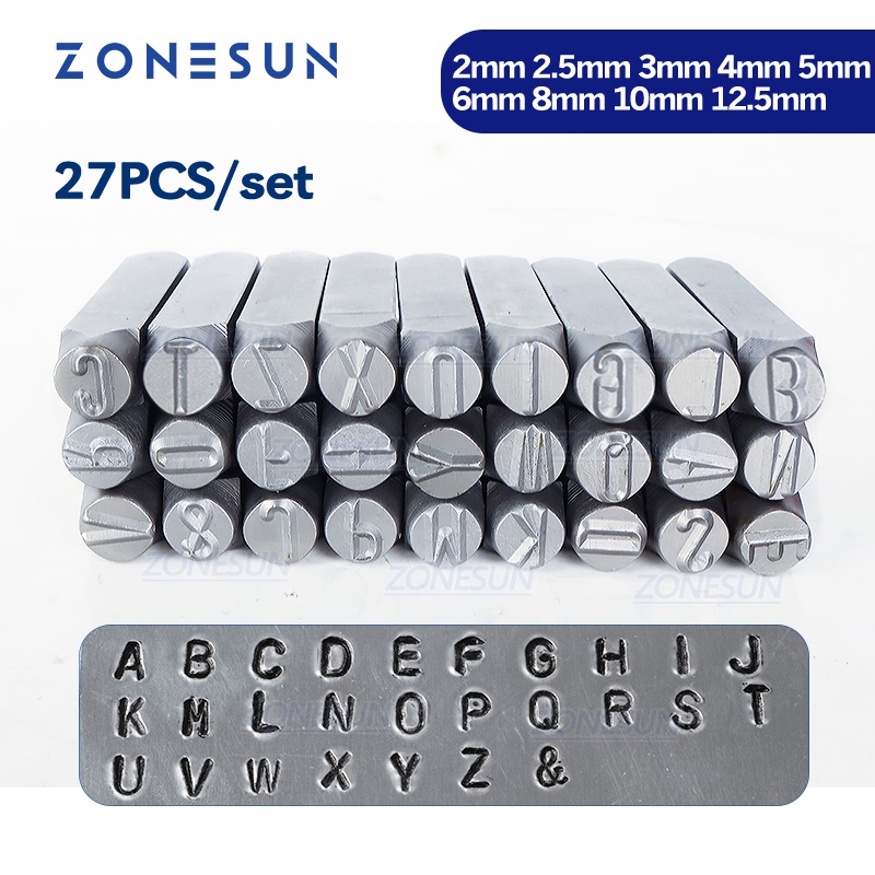 ZONESUN แสตมป์ตัวอักษร 6/8/10/12.5 มม.แสตมป์ตัวอักษรแสตมป์ตัวอักษร Punch Craft โลหะ Die Punch Die Le