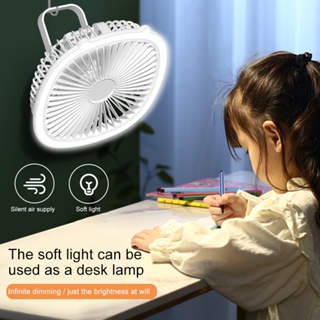 Living Room Bedroom Desktop Noise Reduction Home Office With Light 180 Degree Rotation Hanging Freestanding Portable Fan