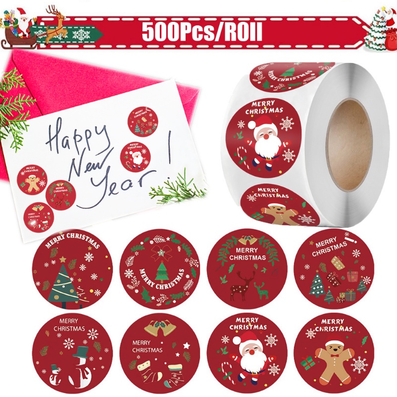 สติกเกอร์ ลายซานต้าคลอส สําหรับตกแต่งกล่องของขวัญ 500 ชิ้น