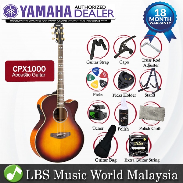 Yamaha CPX1000 41 กีตาร์ไฟฟ้าอะคูสติกขนาดกลางจัมโบ้ Solid Spruce พร้อมปิ๊กอัพ (CPX 1000)