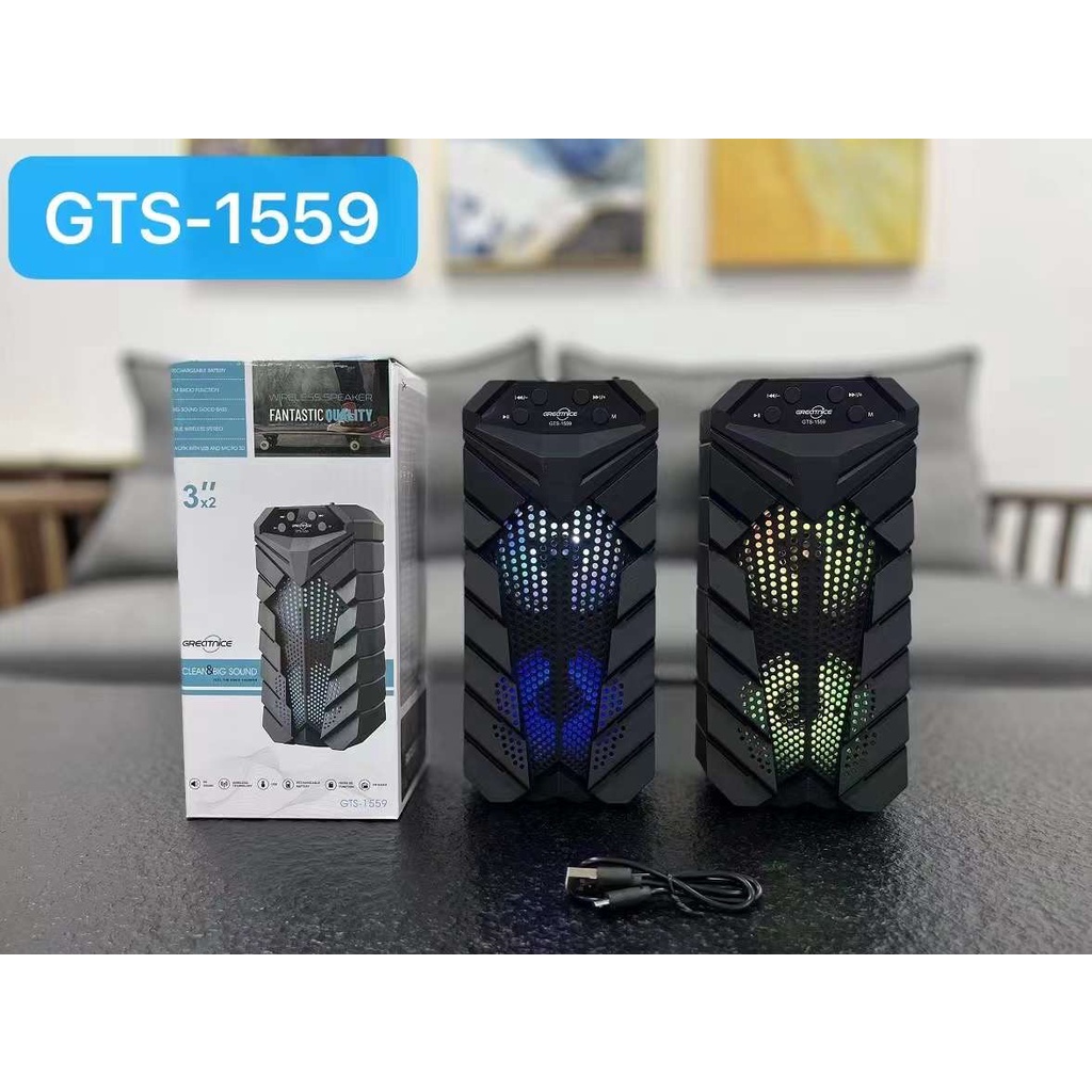 NEW!! สินค้ามีพร้อมส่ง ลำโพงบลูทูธ รุ่น GTS-1559 ลำโพงกลางแจ้ง ขนาด3*2 นิ้ว ลำโพง2ดอก