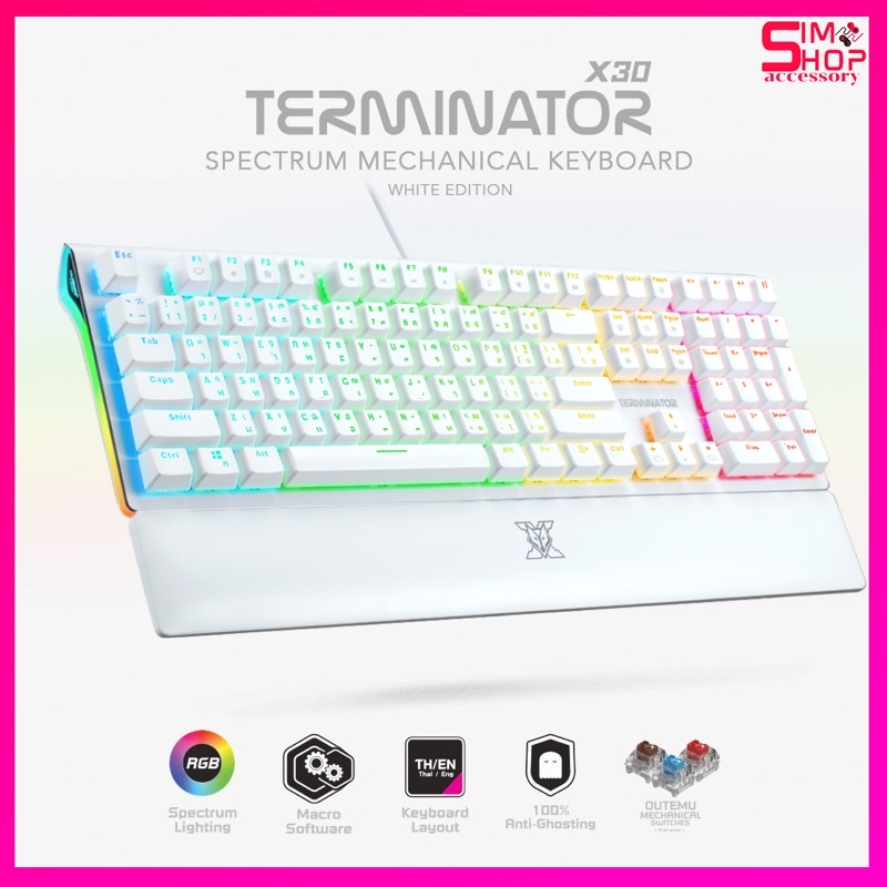 Nubwo X30 Terminator Gaming Keyboard RGB / คีย์บอร์ดเกมมิ่ง OKER  K-458