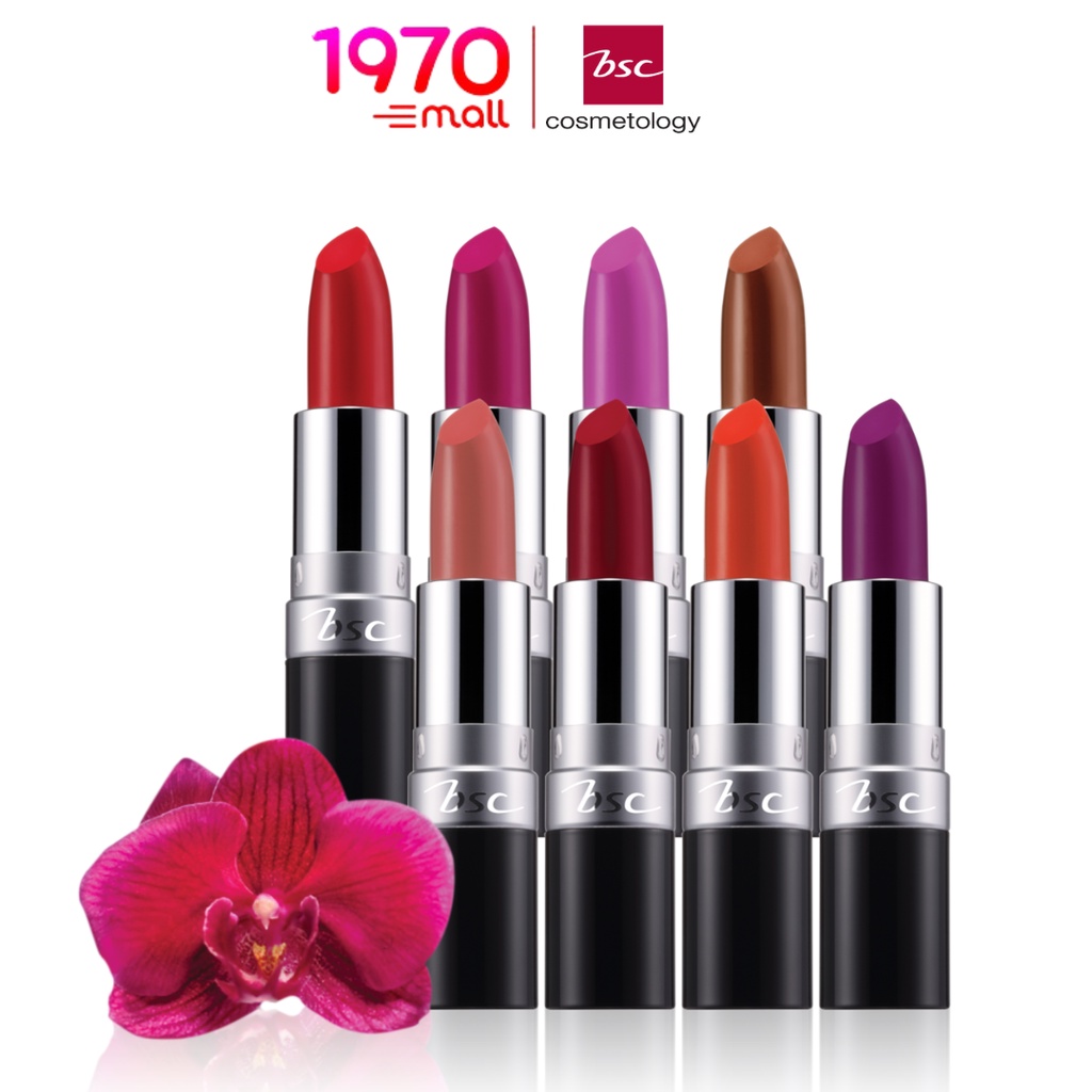 Bsc Orchid Creamy Matte Lip Color 4.2g. ลิปสติก เนื้อครีมมี่แมทท์ เนียนนุ่ม สีสดชัด ติดทนนาน ช่วยเติ