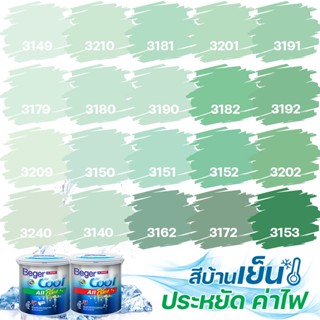 Beger คูลออลพลัส สีเขียวมิ้น ฟิล์มด้าน ภายนอก+ภายใน ขนาด 3L สีทาบ้าน สีบ้านเย็น เกรด 10 ปี สีบ้านเย็น