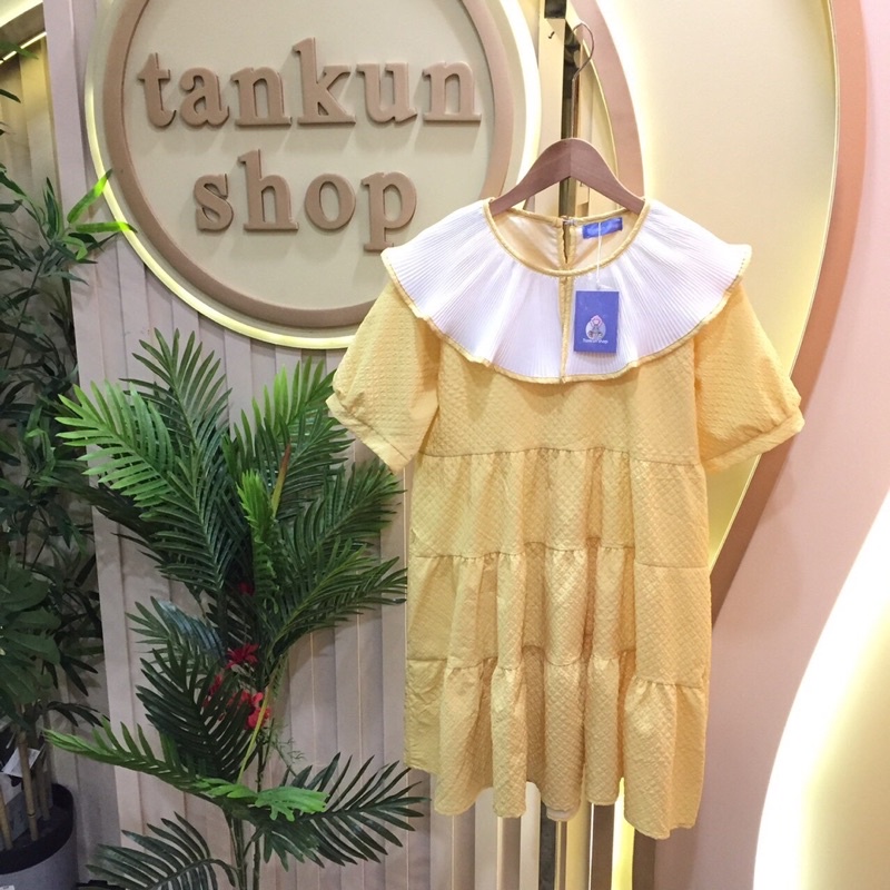 ชุดเดรส แขนสั้น คอบัว งานป้าย tankun Shop