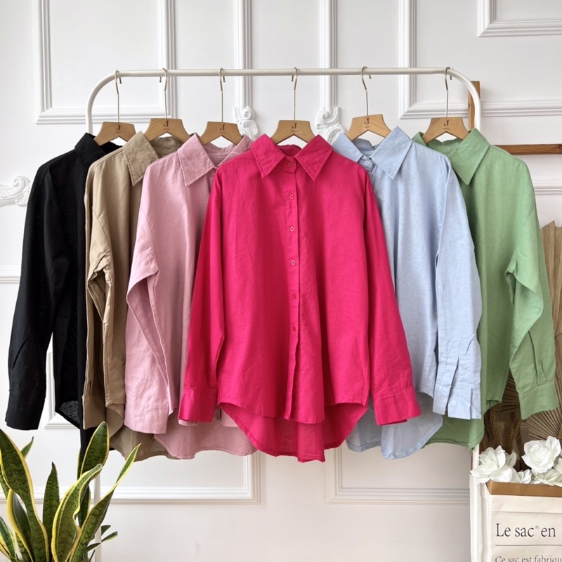 KEMEJA [WHOLESALE] JR8176 - NANDA BASIC LINEN SHIRT (6pcs @ Rp. 65,000)