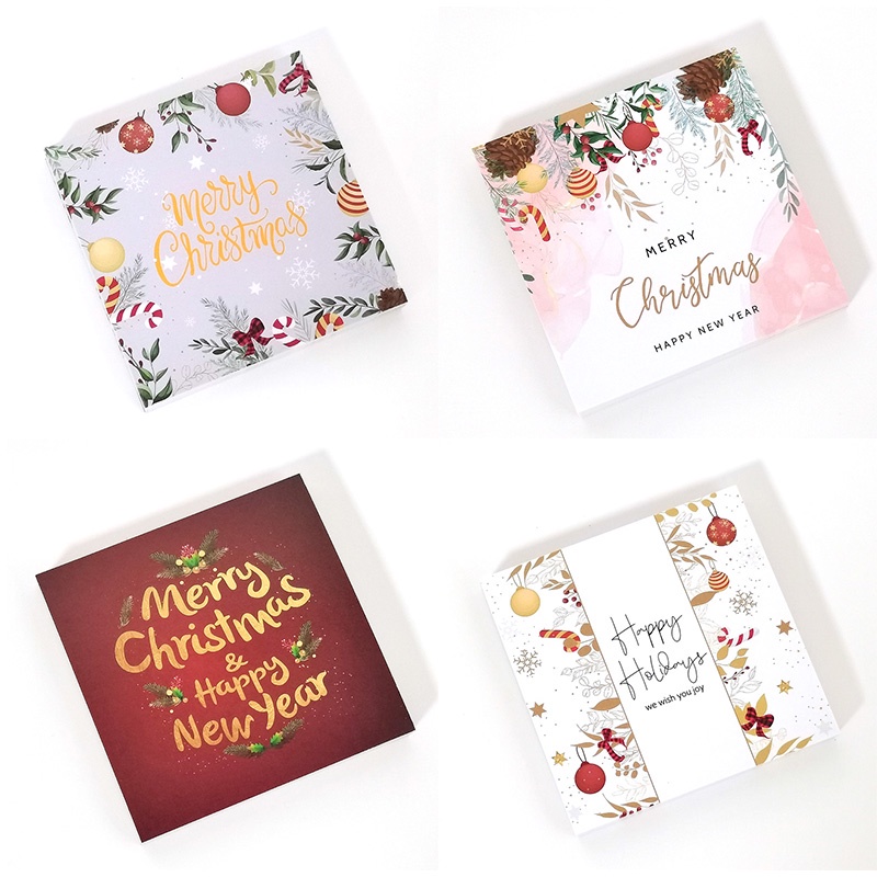 30 ชิ้น/แพ็ค 8*8 ซม.สแควร์ Merry Christmas การ์ดอวยพร 2024 สวัสดีปีใหม่ blessing การ์ด Xmas การ์ดของขวัญ