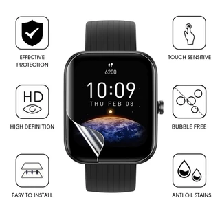 ฟิล์มกันรอยหน้าจอ TPU ไฮโดรเจล แบบนิ่ม ยืดหยุ่น กันรอยขีดข่วน สําหรับ Amazfit Bip 3 Bip 3 Pro