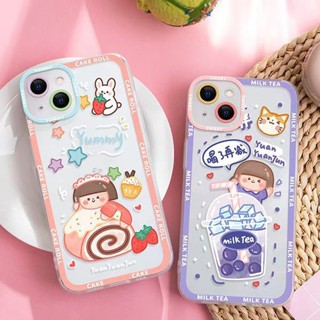 เคสโทรศัพท์มือถือ ซิลิโคนนุ่ม TPU ใส กันกระแทก ลายเด็กผู้หญิงน่ารัก สําหรับ IPhone 14 13 12 11 Pro XS Max X XR 8 7 6 6S Plus