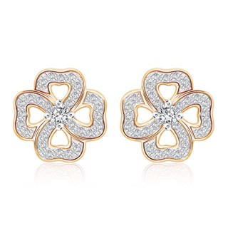 Disaya x Prima ต่างหูเพชร ตัวเรือน 18K สี RG Clover Collection DSYE1686-01