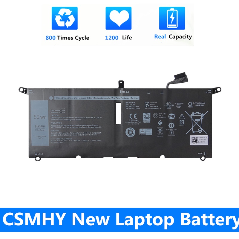 CSMHY New DXGH8 Laptop Battery For Dell XPS 13 9380 9370 7390 For Dell Inspiron 7390 2-in-1 7490 G8V
