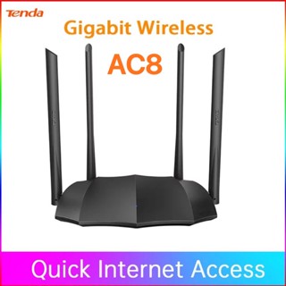 Tenda Router AC8 Gigabit รุ่น2.4GHz 5GHz WiFi WiFi 1167Mbps Wi-Fi Repeater 128MB DDR3สูง4เสาอากาศเครือข่าย Extender