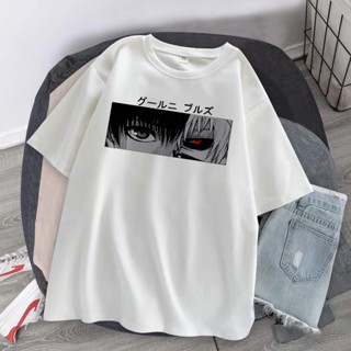 เสื้อยืดสําหรับผู้ชาย❦I.Japan อะนิเมะพังก์โตเกียวปอบ Kaneki เคนพิมพ์เสื้อยืด Loartoon Streetwea ,(/