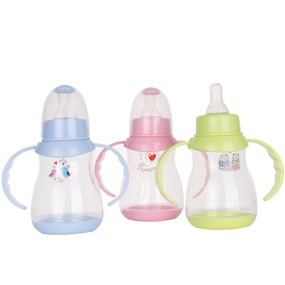 ขวดนมคอแคบ 160 ml 5 oz 3 สี พร้อมแขนจับ NH309