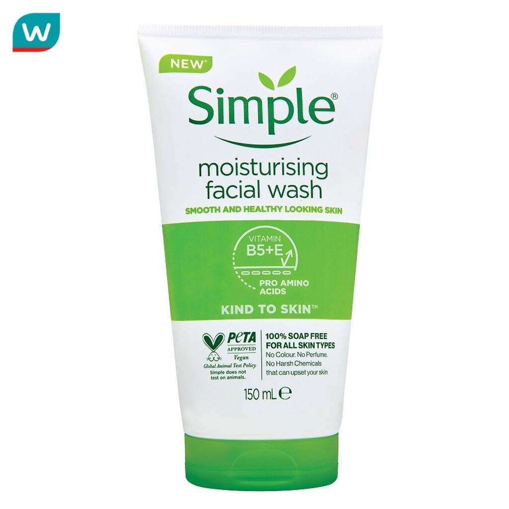 Simple ซิมเพิล คายด์ ทู สกิน มอยส์เจอร์ไรซิ่ง เฟส วอช 150 มล. โฟมล้างหน้า