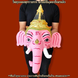 เศียรพระพิฆเนศ สีชมพู ขนาดครอบหัวได้ รับฟรี!!ขาสำหรับตั้งเศียรครู ผ่านพิธีเบิกเนตรไหว้ครูแล้ว สามารถนำขึ้นบูชาได้เลย H