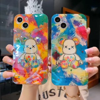 เจาะจุด แฟชั่น กราฟฟิตี้ หมีรุนแรง Kaws เคส iPhone 14 plus 13 pro 12 max x xr xs max 7plus 8 se 2020 11 pro max case