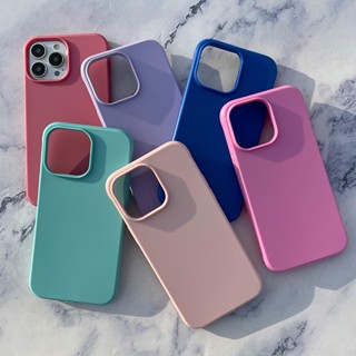 เคสโทรศัพท์มือถือ TPU แบบนิ่ม ผิวด้าน กันกระแทก สีชมพู สีม่วง สําหรับ iPhone 13Promax 14 13pro 14Promax 11 13 12 12Pro 14Plus 12promax