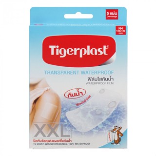 Tigerplast N4 แผ่นฟิลม์ กันน้ำ สีใส ใช้ติดอาบน้ำ ขนาด 100 x 120 mm จำนวน 1 กล่อง บรรจุ 5 แผ่น 15654