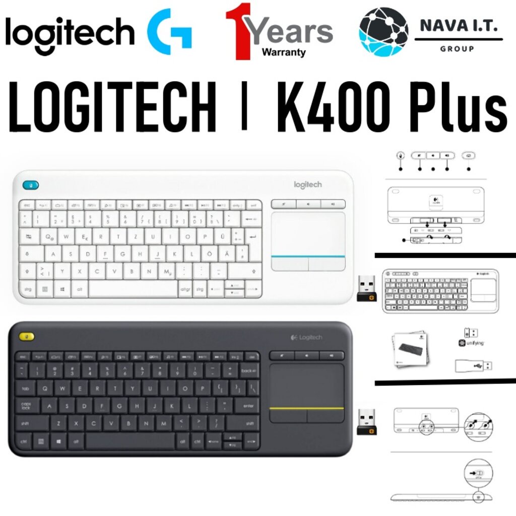 ⚡️กรุงเทพฯด่วน1ชั่วโมง⚡️Logitech Wireless Touch Keyboard K400 Plus แป้นภาษาไทย/อังกฤษ ประกันศูนย์ 1ปี คีย์บอร์ดไร้สาย...