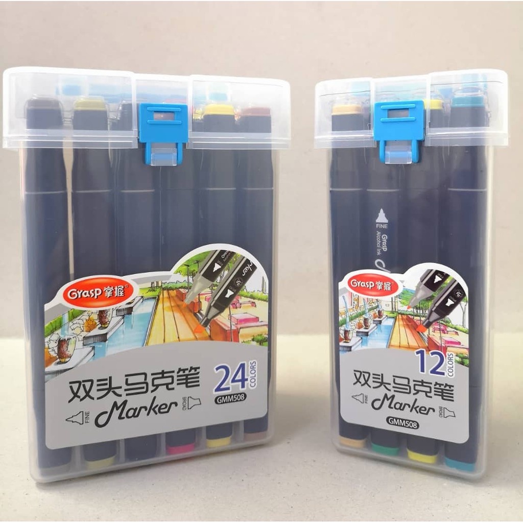 ชุดปากกามาร์กเกอร์กราฟิก Grasp Twin Tip สี 12 / 24 สี
