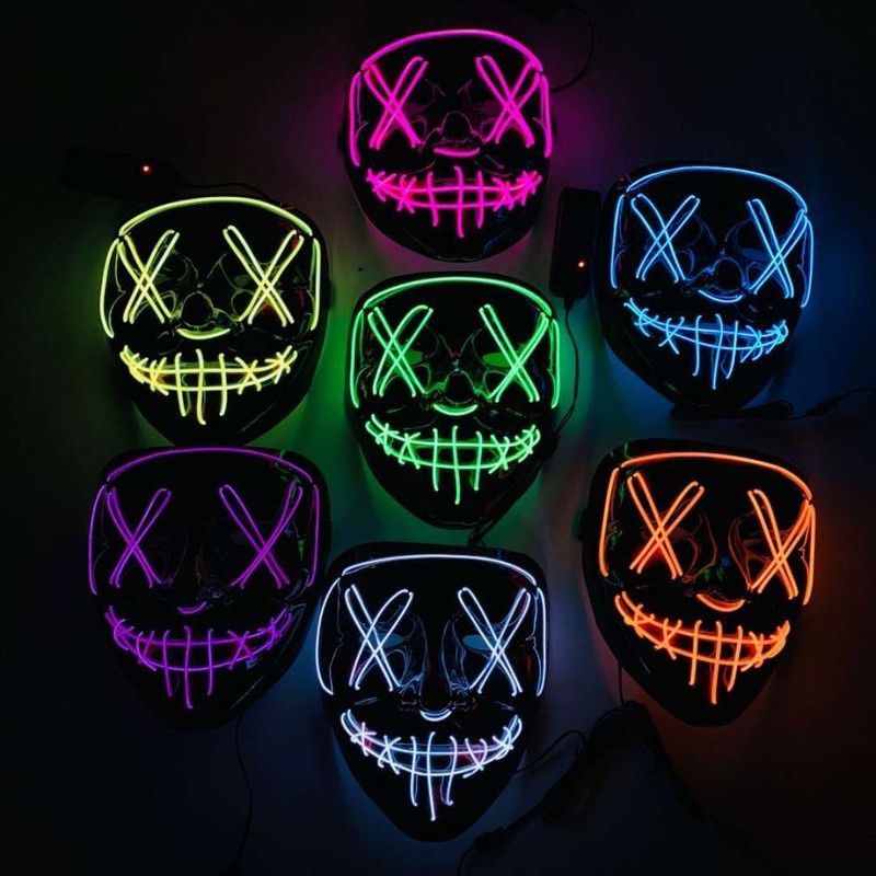 Anonymous led Mask hacker Mask led Light On Mask the purge หน้ากากปาร์ตี้ฮาโลวีน