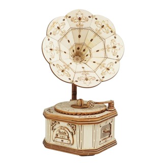 ♙✽Robotime Gramophone 3D Wooden Puzzle Model Building Kits Toys For Children Kids Girls Birthday Gift