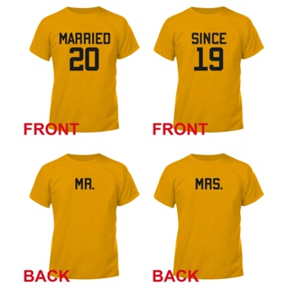 Tee เสื้อยืดสีขาว MR- MRS MARIED ตั้งแต่การจับคู่เสื้อคู่ - ส่งราคาออกแบบของคุณเองต่อเสื้อ d1&gt;