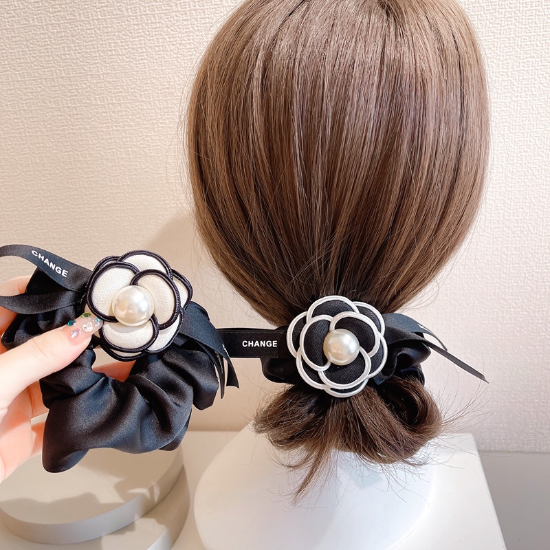 [Magpie] ยางรัดผม ประดับไข่มุก ดอกคามิเลีย ขนาดเล็ก สไตล์เกาหลี คลาสสิก หรูหรา เครื่องประดับ สําหรับผู้หญิง