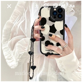 Hand Chain Casing For iPhone 15 14 13 12 mini 11 Pro Xs max 6 6S 7 8 Plus X XR 11promax 12promax 13promax Cute Black White Simple Love High Quality Fine Hole Lens Protection Tpu Soft Phone Case Cover XPN 11