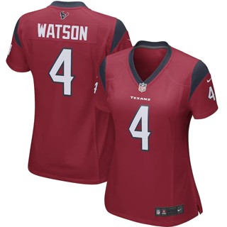 เสื้อยืดแขนสั้น รัดรูป พิมพ์ลาย NFL Deshaun Watson Houston Texans Game Player Jersey สําหรับผู้หญิง