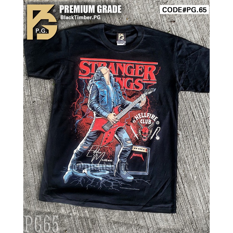 PG 65 Stranger Things Eddie Munson Hellfire Club เสื้อยืด ลายซีรีย์ สีดำ สกรีนแน่น ผ้านุ่ม cotton100% S M L XL XXL