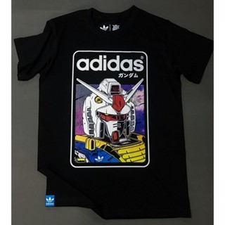 H Gundam X Adidass Mens Short Sleeve Casual Graphic Printed Cotton T-shirt for Men and Women เสื้อยืดคอกลมผ้าฝ้าย