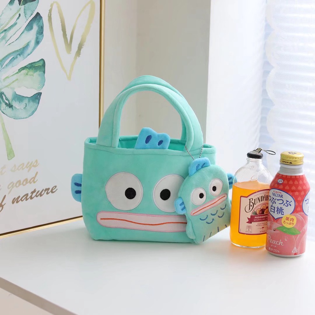 กระเป๋าสะพายไหล่ ทรงคลัทช์ ลายการ์ตูนมอนสเตอร์ปลาน่ารัก แบบพกพา สําหรับใส่กล่องอาหารกลางวัน ใส่บัตร กุญแจ - รูปที่ 4