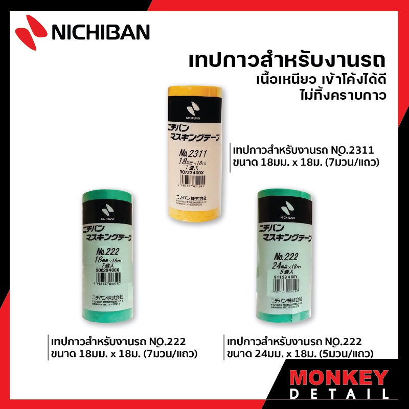 (E-tax E-Receipt) Nichiban เทปกาวสำหรับงานรถ เนื้อวาชิ (Washi tape) ไม่ทิ้งคราบกาว