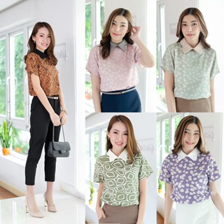 Narinari : MT2901 Point Scallop Collar Blouse เสื้อทำงาน (ใช้โค้ด NARISP9 ลดทันที 65.- เมื่อช็อปครบ 500.-)