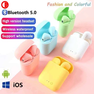 GoodSJ Macaron i12 TWS หูฟังบลูทูธหูฟังไร้สายพร้อมเคสชาร์จหูฟังสเตอริโอสำหรับ Android Huawei Xiaomi OPPO VIVO