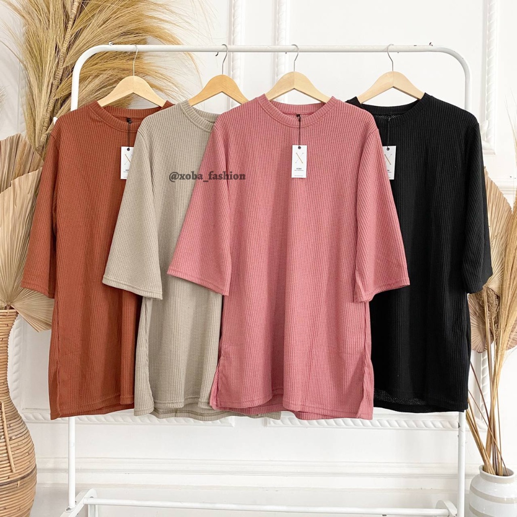 Xoba 2959 เสื้อสตรี LD 115 CM ล่าสุดปกติแขนเวเฟอร์ถัก GF 356 Good Vibes