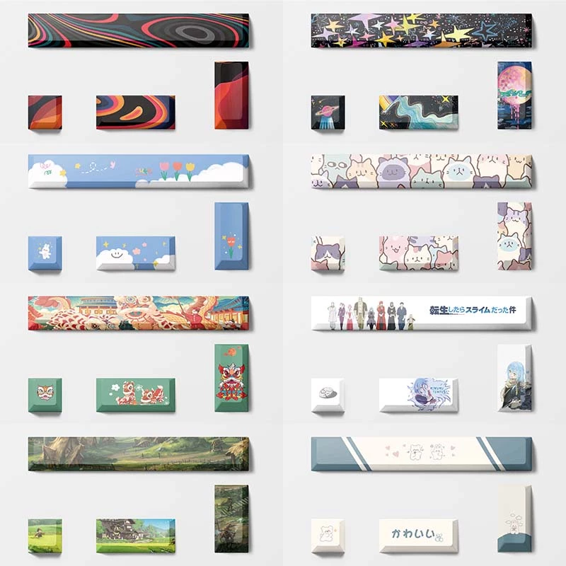 ปุ่มกดคีย์บอร์ดเมคคานิคอล 10 คีย์ ลาย Totoro Meow Meow Nintendo Theme cherry profile PBT 5 ด้าน OEM CMYK WIN แบบเปลี่ยน