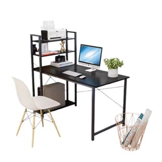 computer desk โต๊ะทำงานไม้ โต๊ะคอมพิวเตอร์ พร้อมชั้นวางของขาเหล็กกล้าพ่นสีกันสนิม โต๊ะทำงานโต๊ะอ่านหนังสือ