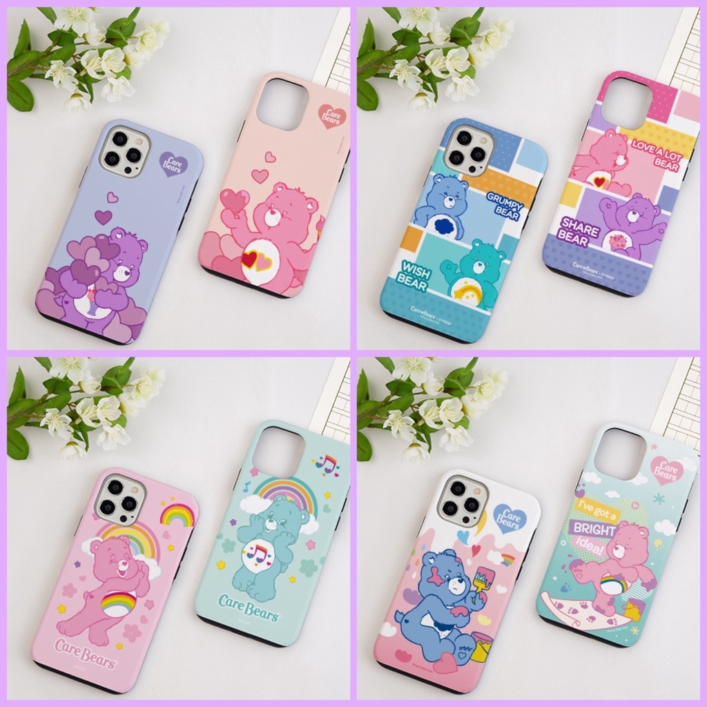 🇰🇷 【Compatible for iPhone 14 Care Bear】 Korean Phone Case Collection Hard Bumper Protective Max Mini Samsung Galaxy s22 Made in Korea coquad
