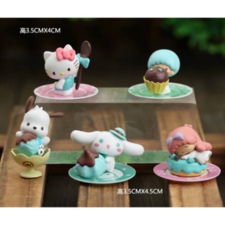 โมเดล Sanrio ชุดขนมหวาน Dessert time หวานกรุบ น่ารัก มีจานรองทุกตัว ขนาด 3-3.5 cm ชุดละ 5 ตัว