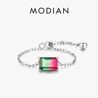 Modian แหวนเงินแท้ 925 รูปมรกต ตัดแคนดี้ ทัวร์มาลีน ปรับได้ เครื่องประดับ สําหรับผู้หญิง