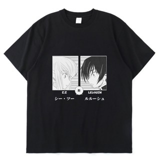 เสื้อยืดแขนสั้น ผ้าฝ้าย 100% พิมพ์ลายการ์ตูนอนิเมะ Code Geass Lelouch Lamperouge ทรงหลวม สไตล์โรแมนติก แฟชั่นฤดูร้อน สํา