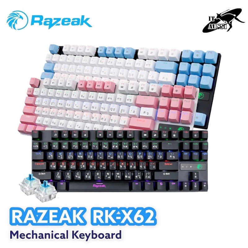 Razeak RK-X62 TKL Metal Mechanical Keyboard Gaming BLUESWITCH